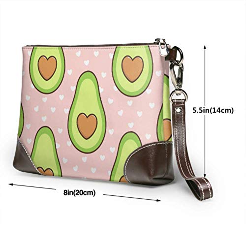 XHYYY Bolso de mano con patrón de hueso de aguacate en forma de corazón en cuero, bolso de mano, cartera para mujer, bolso de mano, bolso de mano para teléfono inteligente