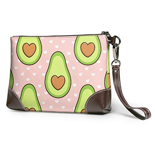 XHYYY Bolso de mano con patrón de hueso de aguacate en forma de corazón en cuero, bolso de mano, cartera para mujer, bolso de mano, bolso de mano para teléfono inteligente