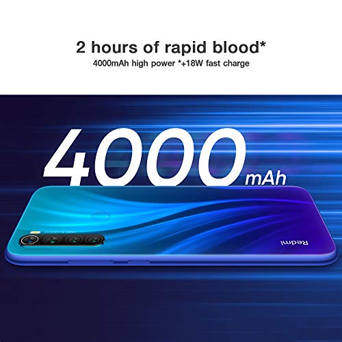 Xiaomi Redmi Note 8 Smartphone,4GB 128GB Mobilephone,Pantalla Completa de 6.3 ”,Procesador Snapdragon 665 Octa Core,Quad Cámara(48MP + 8MP + 2MP + 2MP) Versión Global(Azul)