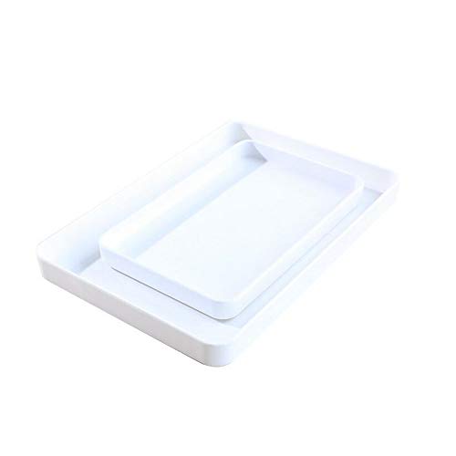 Xiaoningmeng Bandeja de plástico para Servir Alimentos: para el Desayuno en la Cama, Bandeja de Comida rápida, Servicio de Fiestas, Negro/Blanco, rectángulo (Color : White, Size : S)