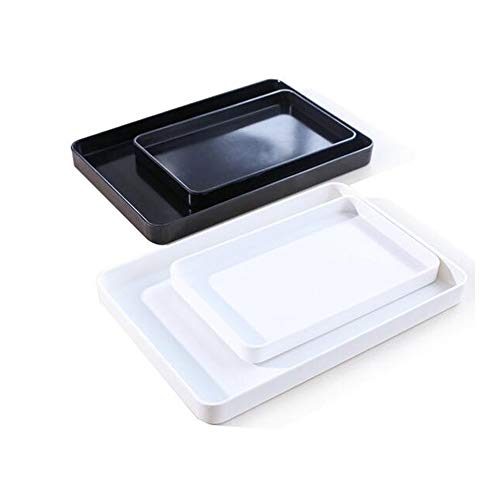 Xiaoningmeng Bandeja de plástico para Servir Alimentos: para el Desayuno en la Cama, Bandeja de Comida rápida, Servicio de Fiestas, Negro/Blanco, rectángulo (Color : White, Size : S)