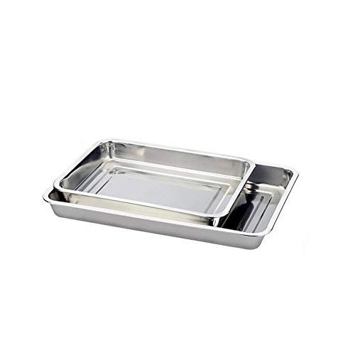 Xiaoningmeng Bandeja de Servicio de Alimentos de Acero Inoxidable: para el Desayuno en la Cama, Bandeja de Comida rápida, Servicio de Fiestas, Plata, rectángulo (Capacity : C)