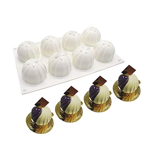 xiaoshenlu Molde Calabaza 3D, Molde Pastel 3D, moldes Silicona para postres pudín, 8 cavidades Forma de torbellino Bolas