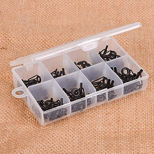 xiegons0 80Pcs Caña de Pescar Guía, Herramientas Guía Punta Juego Ropa Resistente Robusto Varios Tamaños Ojo Anillos Caña de Pescar con Caja para Cañas de Spinning Mar Pesca - 80pcs, Free Size