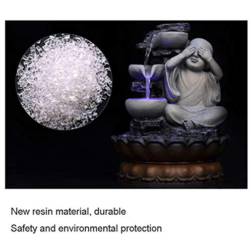 Xilinshop-Fuentes decorativas Fuente de Agua de sobremesa for Interiores Zen Fuente de Agua LED de Buda pequeño y Tranquilo 10.8"de Alto for Escritorio de Mesa Oficina Hogar Dormitorio (Color : A)