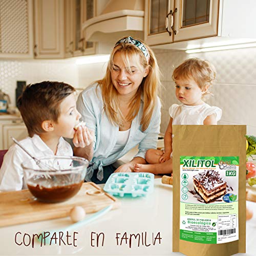 Xilitol 100% Natural Ecologico 1Kg Azucar de Abedul de Finlandia | Ideal para Reposteria y Dietas | Edulcorantes DULCILIGHT el sabor natural del azucar.