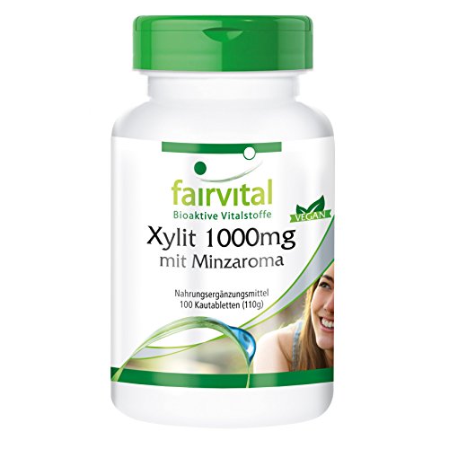 Xilitol 1000mg - VEGANO - Dosis elevada - 100 Comprimidos masticables - Suministro para 100 días - Calidad Alemana