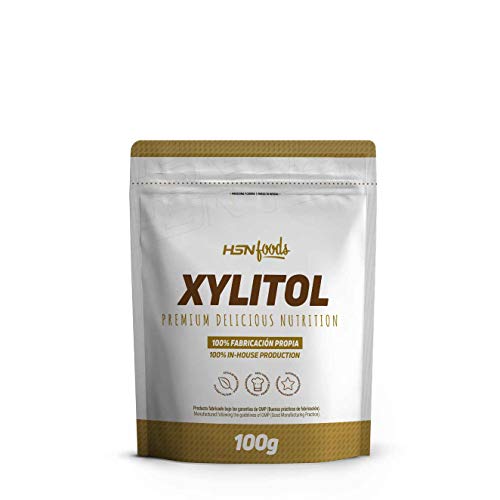 Xilitol de HSN | Edulcorante Natural Sin Calorías | Endulzante para Recetas Fitness | Sustituto del Azúcar | Apto Vegano, Sin Gluten, Sin Lactosa | En Polvo, Sin Sabor - 100g