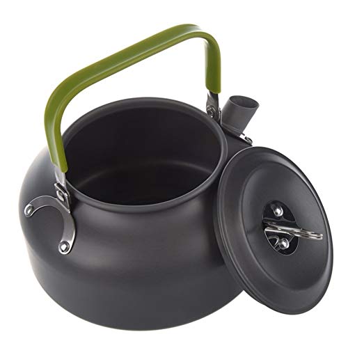 XINGJIJIJIA 0.8L portátil Ultraligero al Aire Libre Que va de excursión la Supervivencia de la Caldera del Agua de la Tetera Cafetera de Aluminio anodizado (Color : Grey Green)