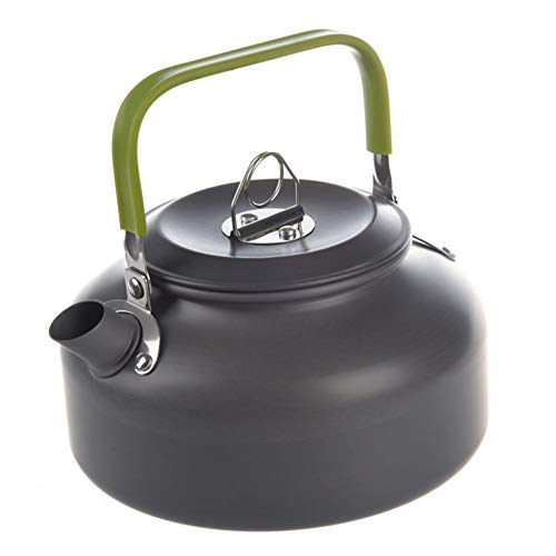 XINGJIJIJIA 0.8L portátil Ultraligero al Aire Libre Que va de excursión la Supervivencia de la Caldera del Agua de la Tetera Cafetera de Aluminio anodizado (Color : Grey Green)