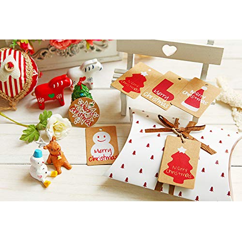 Xinlie Etiquetas de Papel Kraft Etiquetas de Regalo Etiquetas de Boda Etiquetas de Navidad Etiquetas de Regalo de Navidad Christmas Etiquetas para Etiqueta de Envoltura de Regalo de Navidad (160PCS)