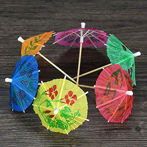 Xinlie Sombrillas de Papel de Colores Sombrillas de Cóctel Playa Paraguas Decoraciones de Cócteles Sombrillas de Cócteles Tropicales para la Decoración de Bares Accesorios de Beber Frutas (100 PCS)