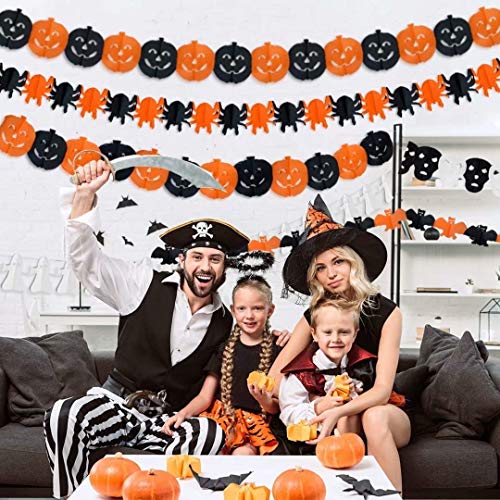 Xinmeng Halloween Banner, 5Pcs Banners Decoraciones de Halloween, Calabaza, Fantasma, Murciélago, Araña, Calavera Halloween de Papel Banner, para Halloween Bar Suministros De Decoración del Hogar