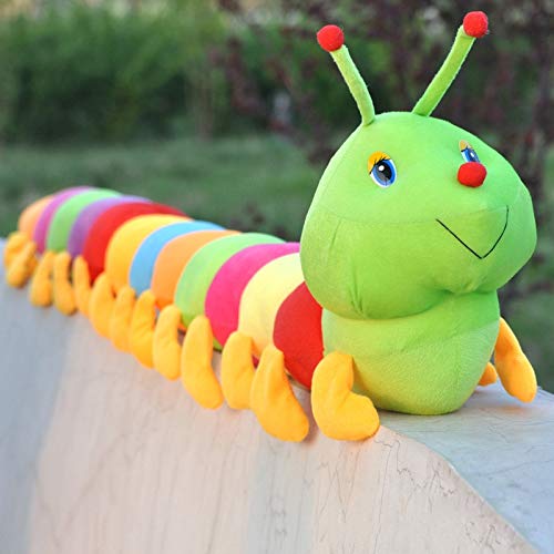 xinyawl Juguete de Felpa 50CM Colorido Largo cognitivo Gusano de Felpa Relleno muñeca Juguete Suave Gusano Almohada Regalo Educativo para el cumpleaños