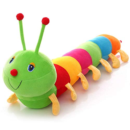 xinyawl Juguete de Felpa 50CM Colorido Largo cognitivo Gusano de Felpa Relleno muñeca Juguete Suave Gusano Almohada Regalo Educativo para el cumpleaños