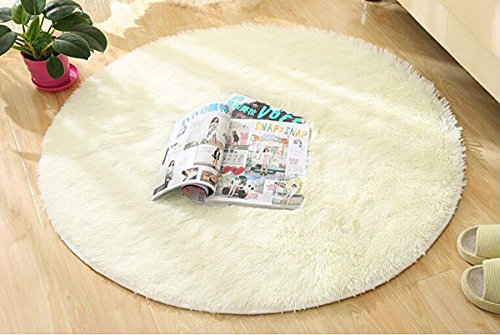 XINYUKEJI Tapete Redondo Felpudos Alfombra Estera de Felpa, Hogar Antideslizante Alfombras Piso Moqueta Mats Pad para Habitación Lavable Decorativo Suave Superficie (Blanco, 100x100cm)