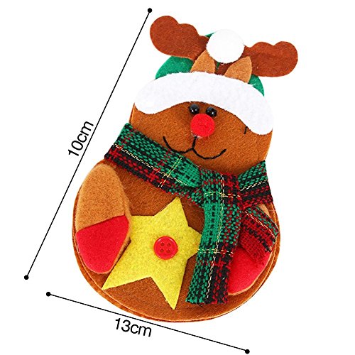 Xiton 9 piezas de la bolsita para cubiertos, tres diseño de Santa Claus, renos, muñeco de nieve para la decoración de Navidad tabla de cena