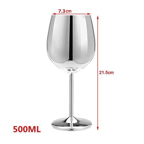 XIUJINGHONG Acero Inoxidable Copa de Vino tinto Plata Taza para Beber Copa de Champagne Copa 2 piezas Plata (500ml Acero inoxidable Copa de vino tinto)