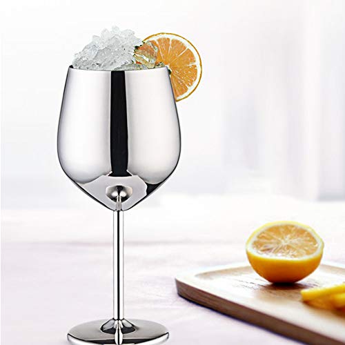 XIUJINGHONG Acero Inoxidable Copa de Vino tinto Plata Taza para Beber Copa de Champagne Copa 2 piezas Plata (500ml Acero inoxidable Copa de vino tinto)