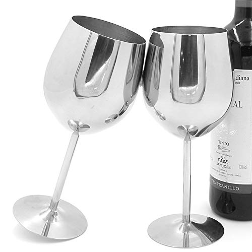 XIUJINGHONG Acero Inoxidable Copa de Vino tinto Plata Taza para Beber Copa de Champagne Copa 2 piezas Plata (500ml Acero inoxidable Copa de vino tinto)