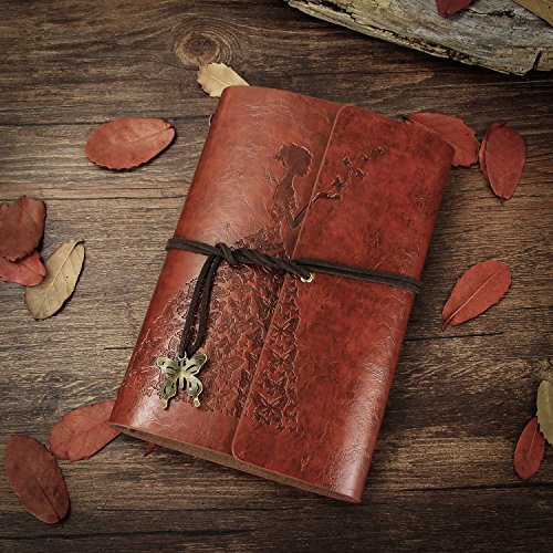 XIUJUAN Libreta Bonitas Hojas Blancas Cuaderno de Viaje Bloc Notas Cuero Vintage entre A6-A5 Regalos Originales de Navidad San Valentín Cumpleaños Aniversario Boda Mujer, Bariposa Niña Marrón Pequeño