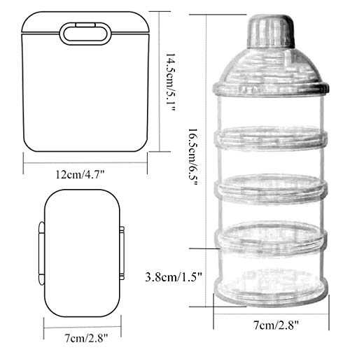 Xiuyer Dispensadores de Leche en Polvo Apilable con 4 Capas & 800ml Portátil Contenedor para Bebé Comida/Formula Milk Powder Caso con Cuchara para Casa Viajar Picnic