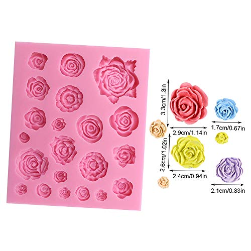 Xkfgcm 3D Molde de Silicona Flores de Rosa en Forma de Molde de Silicona Moldes para Pasteles Plato Molde Silicona Reposteria para Hacer Bizcochos Gofres 4.92 * 4.13 * 0.39 Pulgadas 1 Pieza(Rosa)