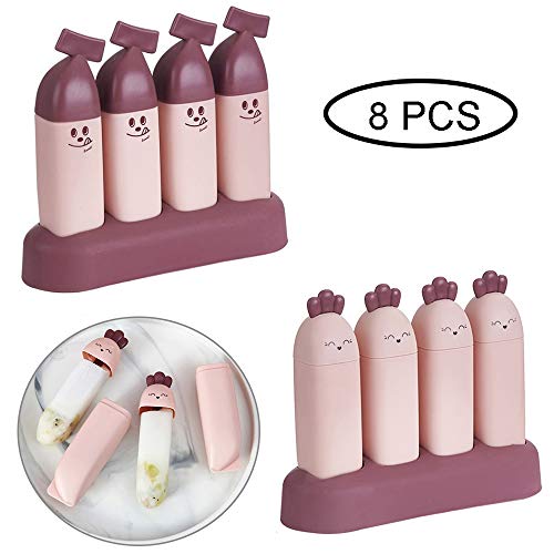 Xkfgcm 8 Moldes Helados Reutilizable Popsicle de Material PP para Helado para Niños y Familia DIY Grado Alimenticio Moldes Casero Helados para Fabricador de Hielo de Paletas Libres(Color Aleatorio)