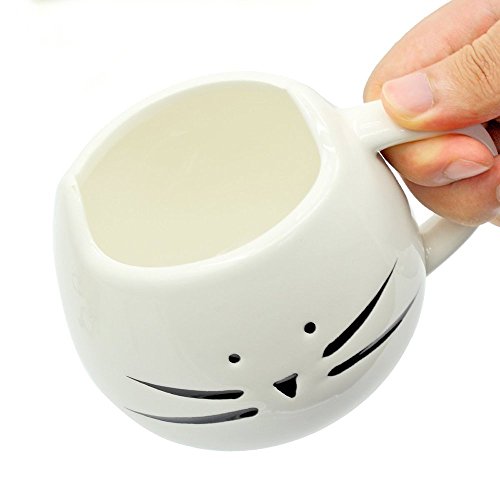 XLKJ Taza de Cerámica con Linda Forma para Café, Leche, Agua, Té ect, Blanco