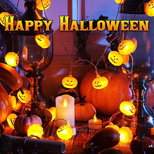 Xnuoyo - Cuerda de Lámpara de Calabaza de Halloween, 3 Pilas AA Alimentadas con 30 Luces LED de Calabaza a Prueba de Agua, Perfecta para Decoración de Fiestas de Navidad