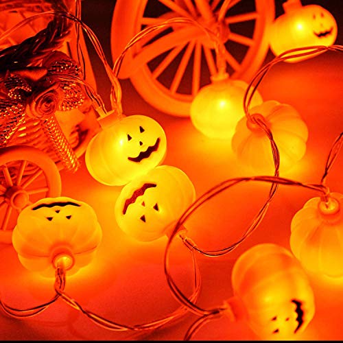 Xnuoyo - Cuerda de Lámpara de Calabaza de Halloween, 3 Pilas AA Alimentadas con 30 Luces LED de Calabaza a Prueba de Agua, Perfecta para Decoración de Fiestas de Navidad