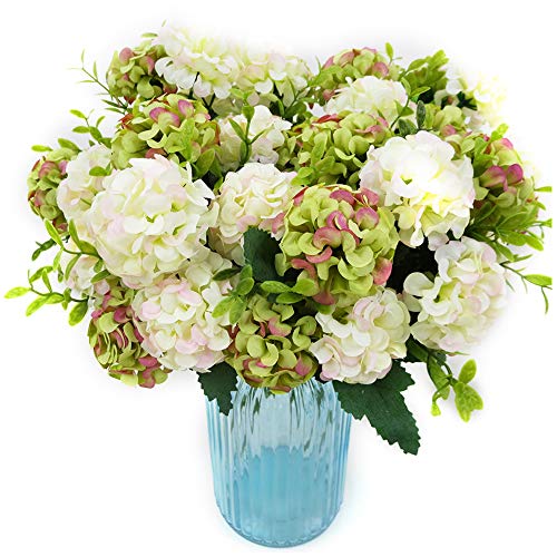 XONOR 4 Paquetes de Seda Artificial Hortensia Nupcial Dama de Honor Ramo de Flores para el Banquete de Boda Decoración del Hogar, 10 Cabeza, 36 cm (5)