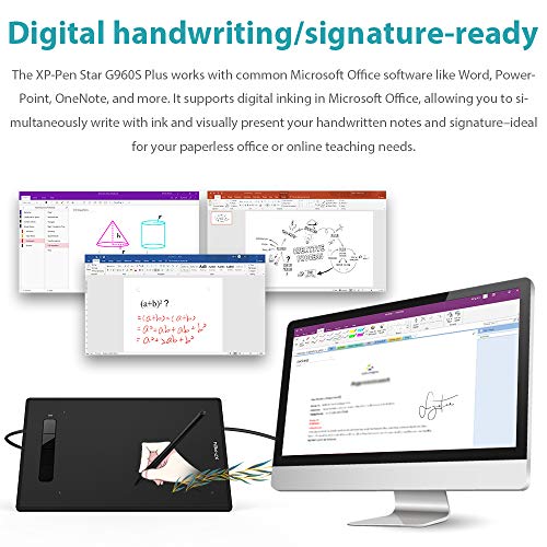 XP-PEN G960S Plus Tableta Gráfica de 9x6 Pulgadas con 4 Teclas de Acceso Directo 8192 Presión del lápiz Tableta para Dibujar