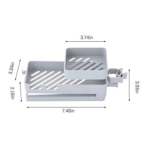 XQK Sostenedor De La Esponja Grifo De La Cocina Esponjas De Almacenamiento En Bastidor, Fregadero De Drenaje Caddy Organizador Parrafo del Plato Herramienta Estante Fregadero (Grey)