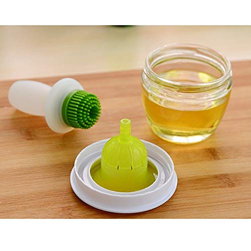 XSMNER - Cepillo de Silicona para Botella de Aceite con Recipiente de Cristal, para Salsa de Miel y pastelería, para Cocina, Hornear, panqueques, barbacoas, Herramienta de repostería