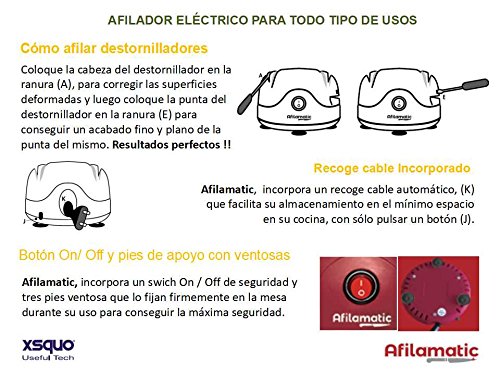 XSQUO Useful Tech AFILADOR ELECTRICO DE Cuchillos Tijeras Y Destornilladores DE 60W AFILAMATIC