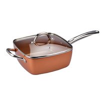 XSQUO Useful Tech Rebajas !! Olla Freidora 4 en 1 de Cobre y cerámica es súper Resistente Función de Wok, sartén, Olla de Horno y freidora. Vital Copper