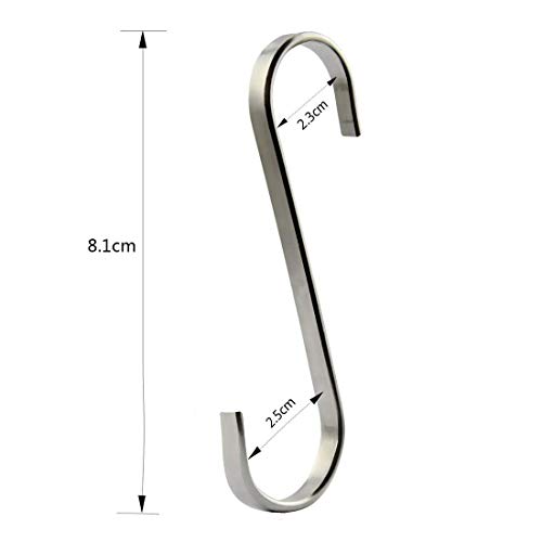 Xstar Hook Gancho en forma de S Cocina S Gancho Acero inoxidable Metal Colgador Gancho Pan Colgador Metal S Gancho para almacenamiento de cocina (10S Hook)