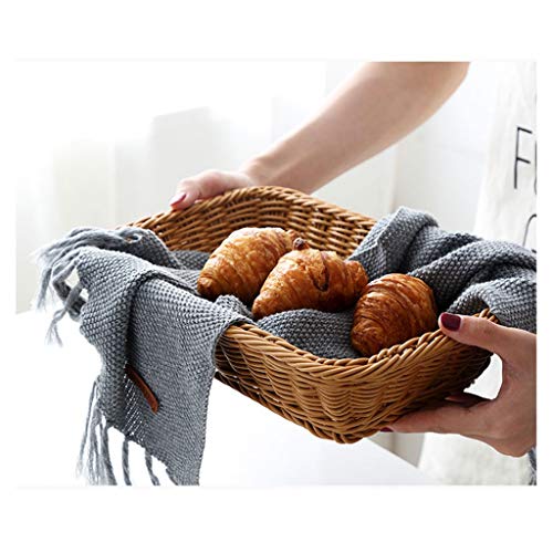 Xu Yuan Jia-Shop Cesta para Pan Snack-Rattan Canasta de Alimentos Bread Basket Fruit Basket ratán Pan Caja de Almacenamiento Cesta Redonda Bandeja Cesta de Picnic Café Oscuro Cestas de Tejidas