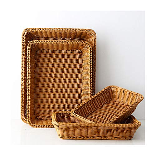 Xu Yuan Jia-Shop Cesta para Pan Snack-Rattan Canasta de Alimentos Bread Basket Fruit Basket ratán Pan Caja de Almacenamiento Cesta Redonda Bandeja Cesta de Picnic Café Oscuro Cestas de Tejidas