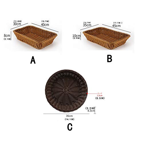 Xu Yuan Jia-Shop Cesta para Pan Snack-Rattan Canasta de Alimentos Bread Basket Fruit Basket ratán Pan Caja de Almacenamiento Cesta Redonda Bandeja Cesta de Picnic Café Oscuro Cestas de Tejidas