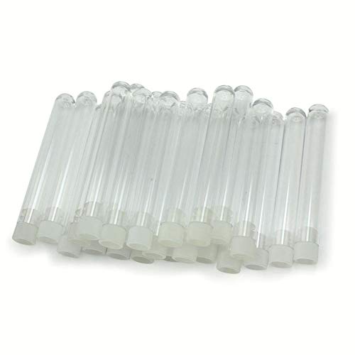 XUBF-GUAN, 2pcs / Paquete de plástico Transparente Tubo de ensayo vacío con White Caps Tapones Forma de U en la Parte Inferior del envase Transparente Largo Material de Laboratorio 83 * 11mm