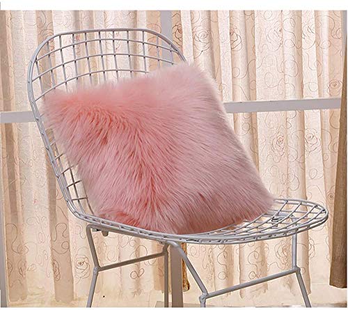 XUDAKJ Funda de Almohada, Funda de cojín de Lana Artificial, Funda de cojín de Cuero súper Suave Decoración para el hogar Dormitorio Funda de Almohada Decorativa Sofá (Rosa, 1pcs 45 * 45)