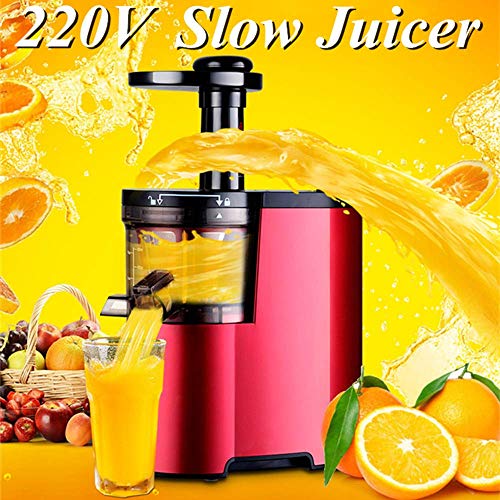 XUE Exprimidor Rojo 220V Exprimidor eléctrico Lento Frutas Verduras Extractor de Jugo de Baja Velocidad 150W Autolimpiante Ultra silencioso