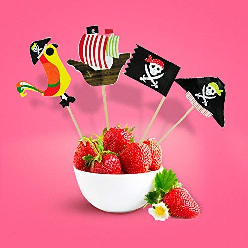 XUNKE 48 Piezas Piratas Pastel Topper Cupcake Picks Kuchendeko para niños Ducha de Bebé Fiesta de Cumpleaños DIY Decoración Suministros