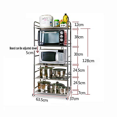 XUQIANG Estante de la Cocina Estante de la panadería Horno de microondas Carro de Almacenamiento Vertical Soporte de Estante almacenaje de la Cocina (Size : 63.5x37x128cm)