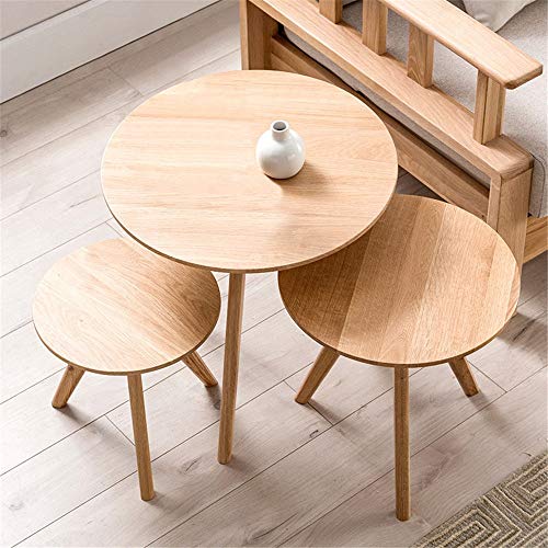 XuZeLii Mesa Auxiliar Mesas Nido De Madera Café Fin Conjunto De 3 Lado del Extremo Mesa De La Sala Móviles Chiringuito Tabla For El Dormitorio Balcón Familia Adecuado para Sala De Estar Familiar