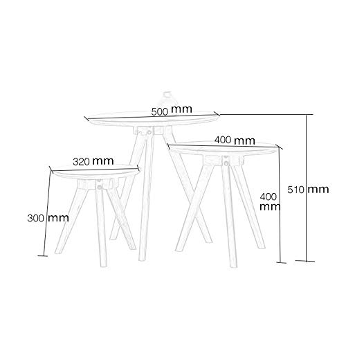 XuZeLii Mesa Auxiliar Mesas Nido De Madera Café Fin Conjunto De 3 Lado del Extremo Mesa De La Sala Móviles Chiringuito Tabla For El Dormitorio Balcón Familia Adecuado para Sala De Estar Familiar