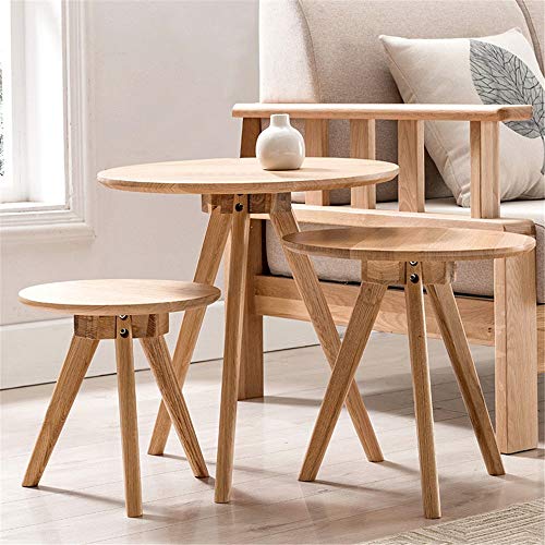 XuZeLii Mesa Auxiliar Mesas Nido De Madera Café Fin Conjunto De 3 Lado del Extremo Mesa De La Sala Móviles Chiringuito Tabla For El Dormitorio Balcón Familia Adecuado para Sala De Estar Familiar