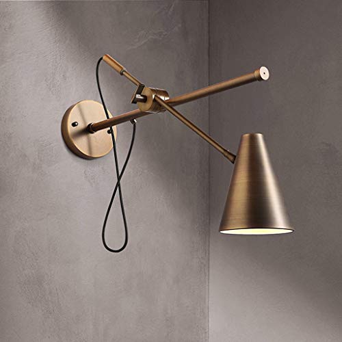 Xxw Lámpara De Pared Estilo Industrial Retro Lámpara De Pared Creativo Bar Cafetería Maquinaria Brazo Oscilante Luz De Pared Sola Cabeza De Hierro Forjado Lámparas De Metal Luz